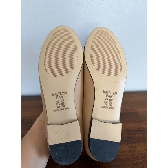 Kaitlyn Pan beige and black cap-toe ballet flats size EU 39/US 8.5 - Picture 5 of 5